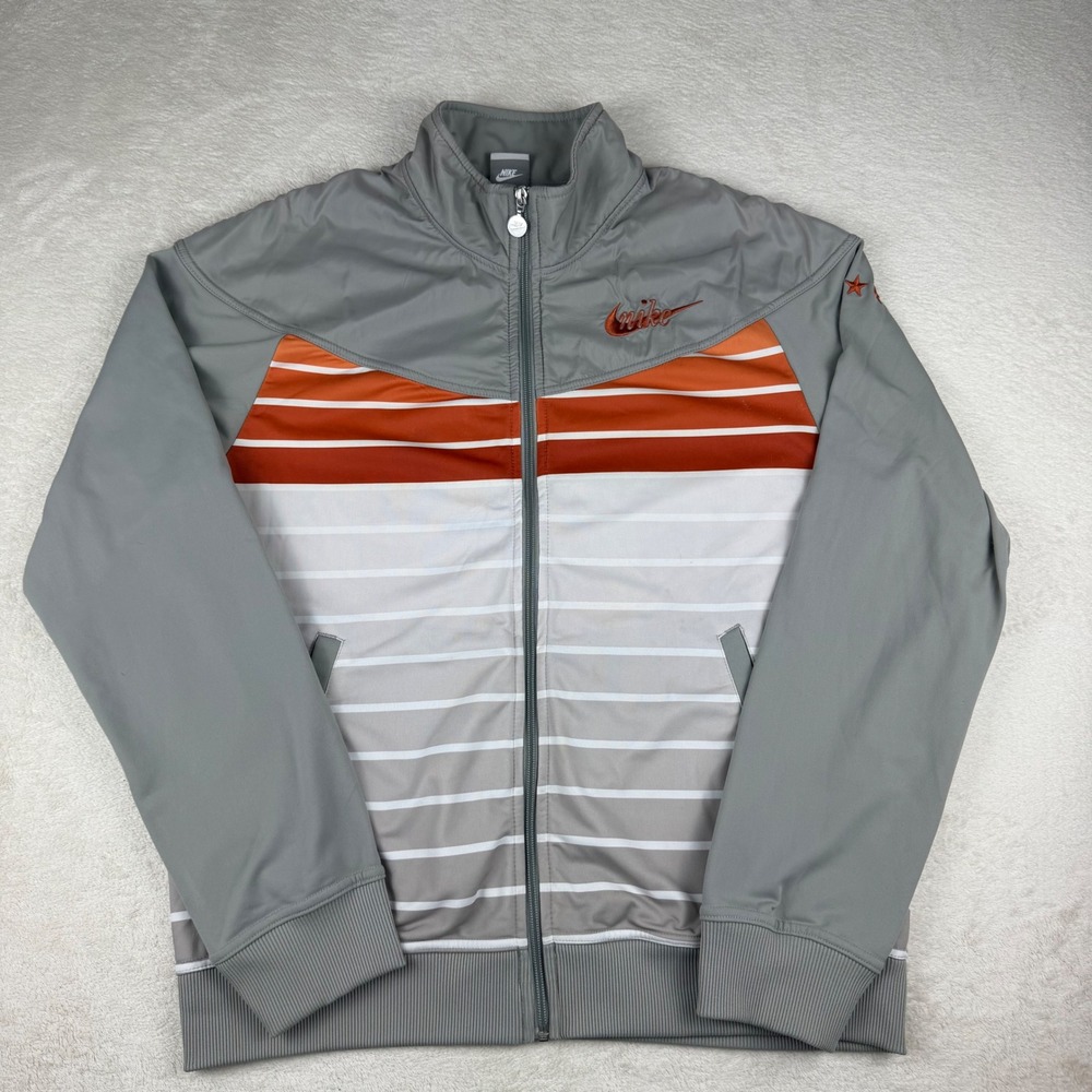 Rare Vintage Nike Classic Retro Track‎ Jacket Full Zip Grey White Red Size Large